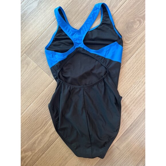 TYR Womens One-Piece Swimsuit Black & Blue Size 38 Open Back Racerback TYReco™ W - Picture 3 of 4